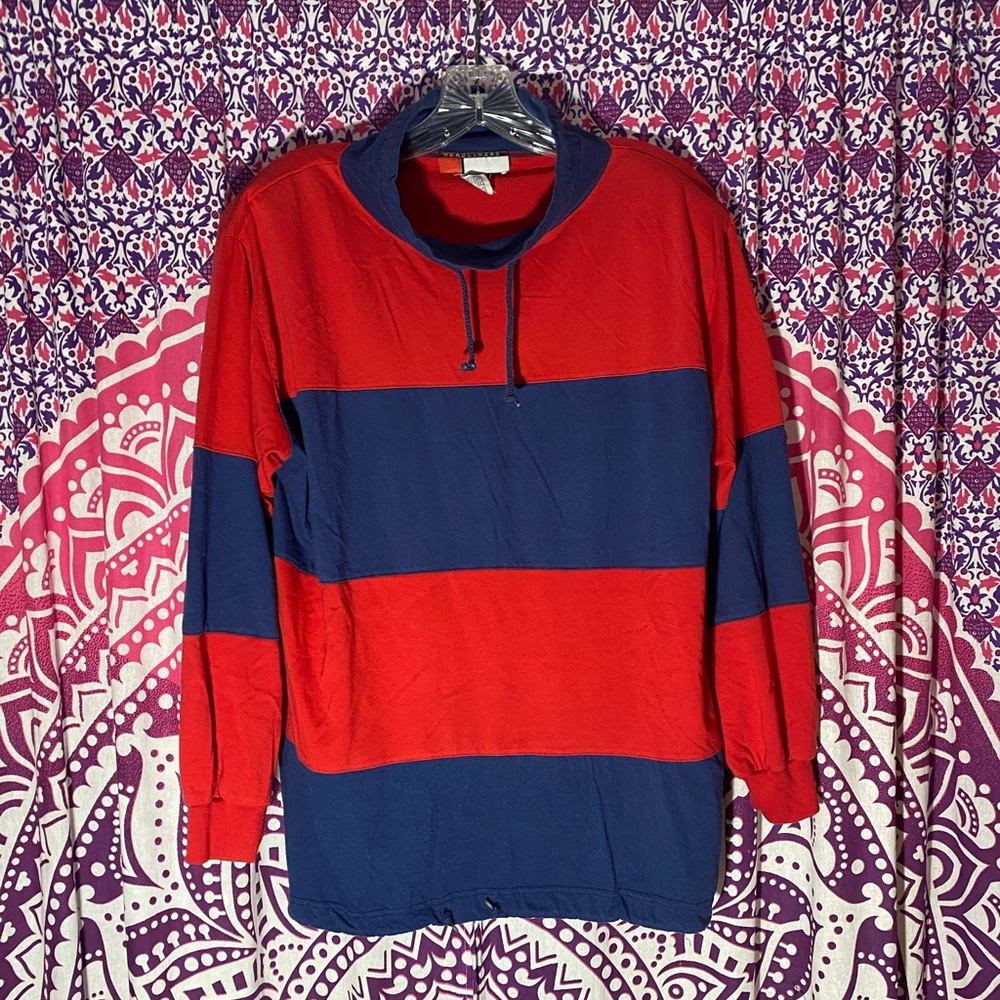 Vintage Headliner Sweater Shoulder Pads Red Blue Size Medium